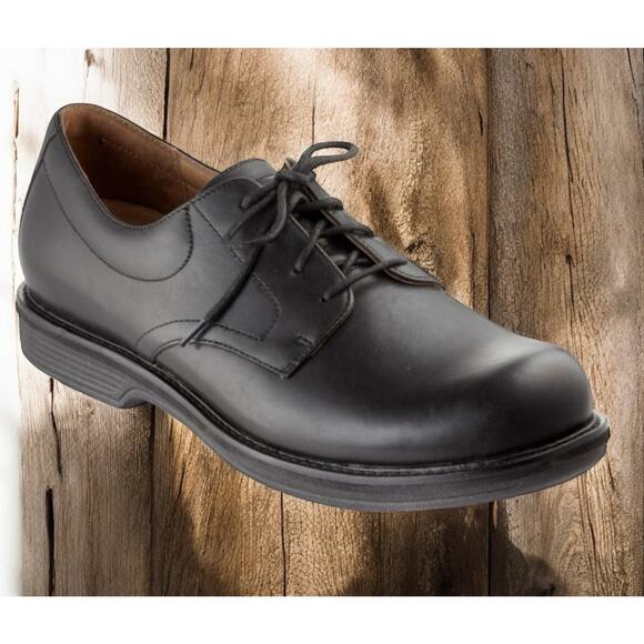 Dansko Black Calf Leather Shoes Josh Plain Toe Oxfords Mens Size 11 Fast Ship - Picture 1 of 10